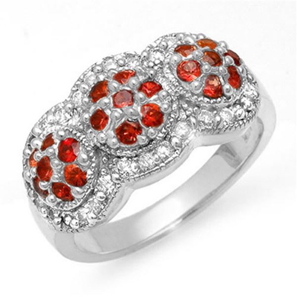 1.50 ctw Red Sapphire & Diamond Ring 14k White Gold - REF-76K2Y