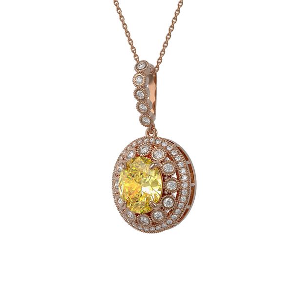 7.66 ctw Canary Citrine & Diamond Victorian Necklace 14K Rose Gold - REF-143M6G