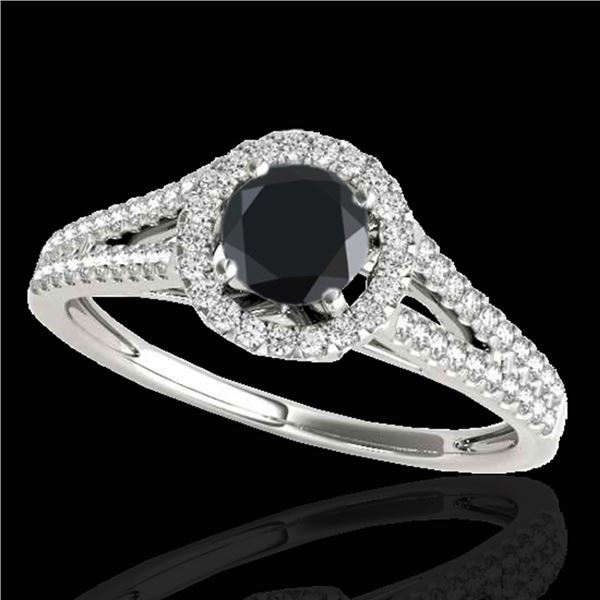 1.3 ctw Certified VS Black Diamond Solitaire Halo Ring 10k White Gold - REF-48W8H