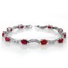 Image 1 : 4.25 ctw Ruby & Diamond Bracelet 10k White Gold - REF-49F3M