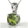 Image 1 : 2 ctw Cushion Cut Green Tourmaline Designer Necklace 18k White Gold - REF-30K2Y