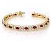 Image 1 : 4.22 ctw Ruby & Diamond Bracelet 10k Yellow Gold - REF-53X5A