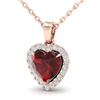 Image 2 : 1 ctw Garnet & Micro Pave VS/SI Diamond Heart Necklace 14k Rose Gold - REF-21N3F