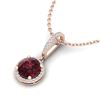 Image 1 : 2.75 ctw Garnet & Micro Pave VS/SI Diamond Necklace 14k Rose Gold - REF-34W6H