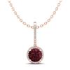 Image 2 : 2.75 ctw Garnet & Micro Pave VS/SI Diamond Necklace 14k Rose Gold - REF-34W6H