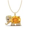 Image 2 : 8 ctw Citrine & Micro Pave Elephant VS/SI Diamond Necklace 10k Yellow Gold - REF-33A3N