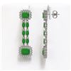 Image 2 : 10.22 ctw Jade & Diamond Earrings 14K White Gold - REF-190F5M