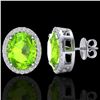 Image 2 : 5.50 ctw Peridot & Micro VS/SI Diamond Halo Earrings 18k White Gold - REF-56N2F