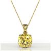 Image 2 : 6 ctw Cushion Cut Citrine Designer Solitaire Necklace 18k Yellow Gold - REF-33F3M