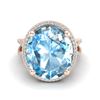 Image 1 : 12 ctw Sky Blue Topaz & Micro Pave VS/SI Diamond Ring 14k Rose Gold - REF-51W8H