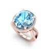 Image 2 : 12 ctw Sky Blue Topaz & Micro Pave VS/SI Diamond Ring 14k Rose Gold - REF-51W8H