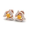 Image 1 : 0.80 ctw Citrine & Micro Pave VS/SI Diamond Earrings 14k Rose Gold - REF-27M5G