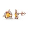 Image 2 : 0.80 ctw Citrine & Micro Pave VS/SI Diamond Earrings 14k Rose Gold - REF-27M5G