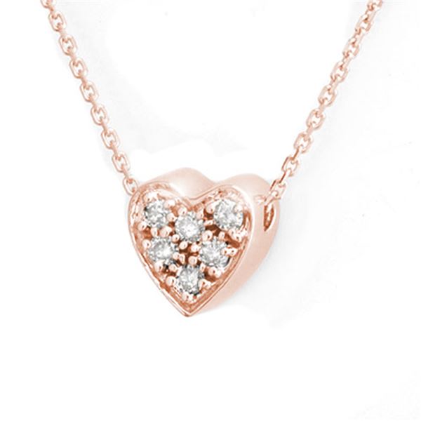 0.20 ctw Certified VS/SI Diamond Necklace 14k Rose Gold - REF-19M6G