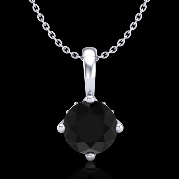 0.82 ctw Fancy Black Diamond Art Deco Stud Necklace 18k White Gold - REF-32X8A