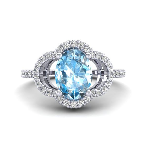 2 ctw TOPAZ & Micro Pave VS/SI Diamond Certified Ring 10k White Gold - REF-30F2M