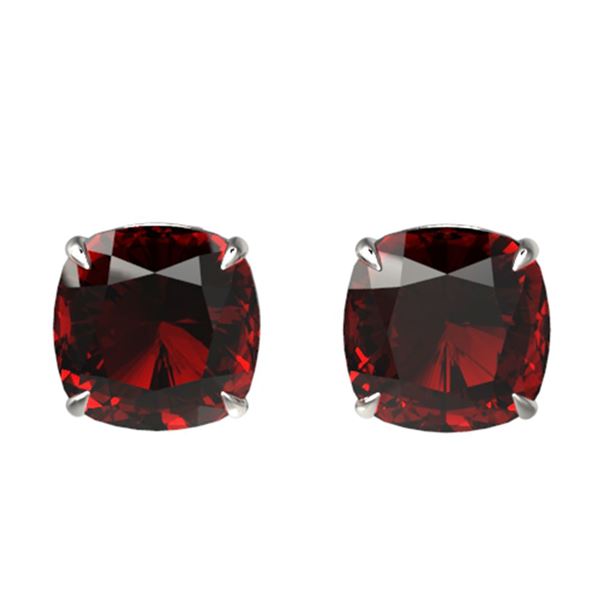 12 ctw Cushion Cut Garnet Designer Stud Earrings 18k White Gold - REF-39M5G