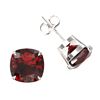 Image 2 : 12 ctw Cushion Cut Garnet Designer Stud Earrings 18k White Gold - REF-39M5G