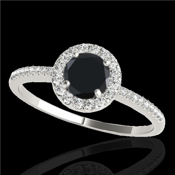 1.2 ctw Certified VS Black Diamond Solitaire Halo Ring 10k White Gold - REF-36N8F