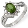 Image 1 : 0.79 ctw Green Tourmaline & Diamond Ring 18k White Gold - REF-22M9G