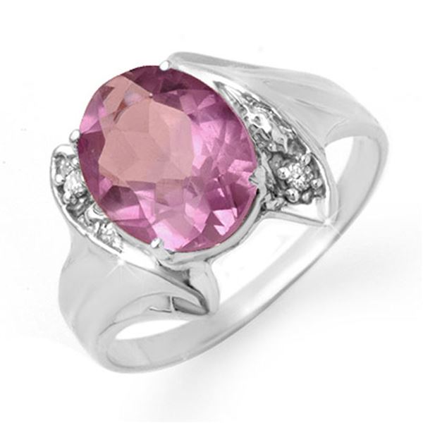 1.59 ctw Amethyst & Diamond Ring 18k White Gold - REF-30N8F