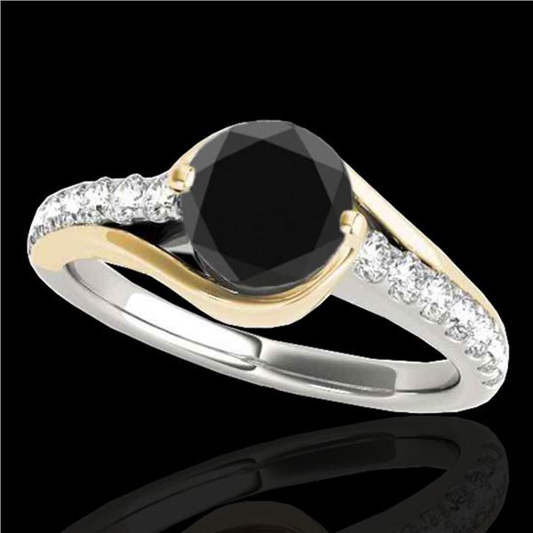 1.25 ctw Certified Black Diamond Solitaire Ring 10k 2Tone Gold - REF-47Y8X