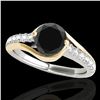 Image 1 : 1.25 ctw Certified Black Diamond Solitaire Ring 10k 2Tone Gold - REF-47Y8X