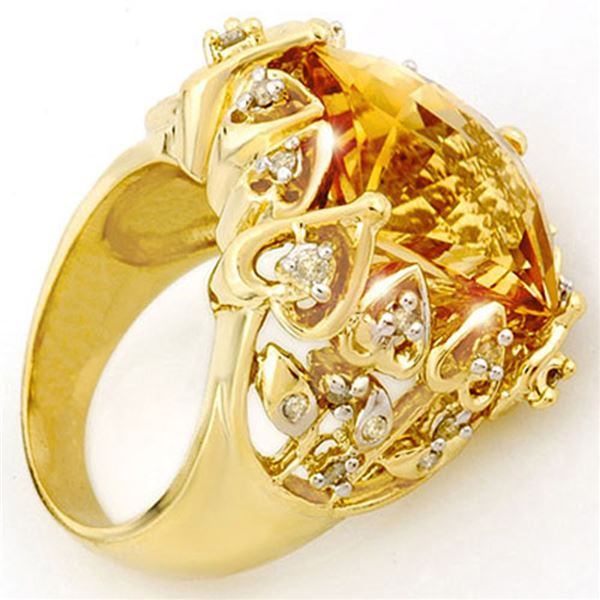 11.40 ctw Citrine & Diamond Ring 10k Yellow Gold - REF-80W9H