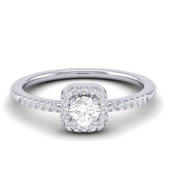 0.45 ctw Micro Pave VS/SI Diamond Ring Designer Halo 18k White Gold - REF-45X3A
