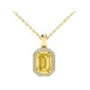 Image 2 : 4.50 ctw Citrine & Micro Pave VS/SI Diamond Necklace 18k Yellow Gold - REF-39H5R