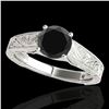 Image 1 : 1 ctw Certified VS Black Diamond Solitaire Ring 10k White Gold - REF-34G4W