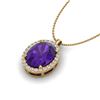 Image 2 : 2.75 ctw Amethyst & Micro VS/SI Diamond Halo Necklace 18k Yellow Gold - REF-34N6F