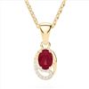 Image 2 : 1.25 ctw Ruby & Micro Pave VS/SI Diamond Necklace 10k Yellow Gold - REF-18G4W