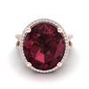 Image 1 : 10 ctw Garnet & Micro Pave VS/SI Diamond Certified Ring 14k Rose Gold - REF-55N2F
