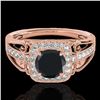 Image 1 : 1.3 ctw Certified VS Black Diamond Solitaire Halo Ring 10k Rose Gold - REF-49A8N