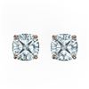 Image 1 : 3 ctw Cushion Cut Aquamarine Designer Stud Earrings 14k Rose Gold - REF-40X9A