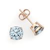 Image 2 : 3 ctw Cushion Cut Aquamarine Designer Stud Earrings 14k Rose Gold - REF-40X9A