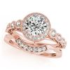 Image 1 : 1.15 ctw Certified VS/SI Diamond 2pc Wedding Set Halo 14k Rose Gold - REF-107Y2X
