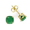 Image 2 : 4 ctw Cushion Cut Emerald Designer Stud Earrings 18k Yellow Gold - REF-40F9M