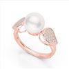 Image 2 : 0.27 ctw Micro Pave VS/SI Diamond & Pearl Designer Ring 14k Rose Gold - REF-38G2W