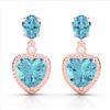 Image 1 : 8 ctw Sky Blue Topaz & VS/SI Diamond Designer Heart Earrings 10k Rose Gold - REF-32G8W