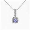 Image 2 : 2.6 ctw Tanzanite & Diamond Victorian Necklace 14K White Gold - REF-100N2F