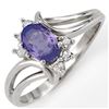 Image 1 : 0.70 ctw Tanzanite & Diamond Ring 18k White Gold - REF-25M2G