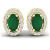 Image 1 : 1.02 ctw Emerald & Micro Pave VS/SI Diamond Earrings 18k Yellow Gold - REF-25G9W