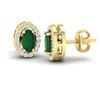 Image 2 : 1.02 ctw Emerald & Micro Pave VS/SI Diamond Earrings 18k Yellow Gold - REF-25G9W