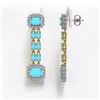 Image 2 : 9.54 ctw Turquoise & Diamond Earrings 14K Yellow Gold - REF-188W9H