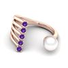 Image 2 : 0.75 ctw Amethyst & White Pearl Designer Ring 14k Rose Gold - REF-25F2M