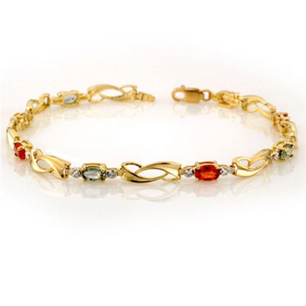 2.62 ctw Multi-Sapphire & Diamond Bracelet 10k Yellow Gold - REF-20M8G