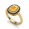 Image 2 : 2.50 ctw Citrine With Black & Micro VS/SI Diamond Ring 14k Yellow Gold - REF-49W5H