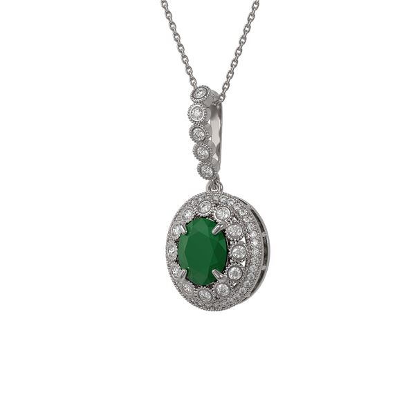 4.67 ctw Certified Emerald & Diamond Victorian Necklace 14K White Gold - REF-139A8N